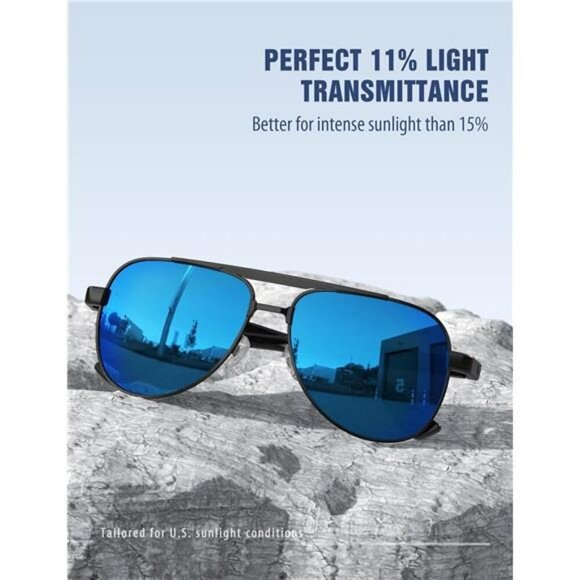 LUENX Mens Aviator Sunglasses Polarized UV400 Driving Shades Metal Frame - Picture 3 of 7